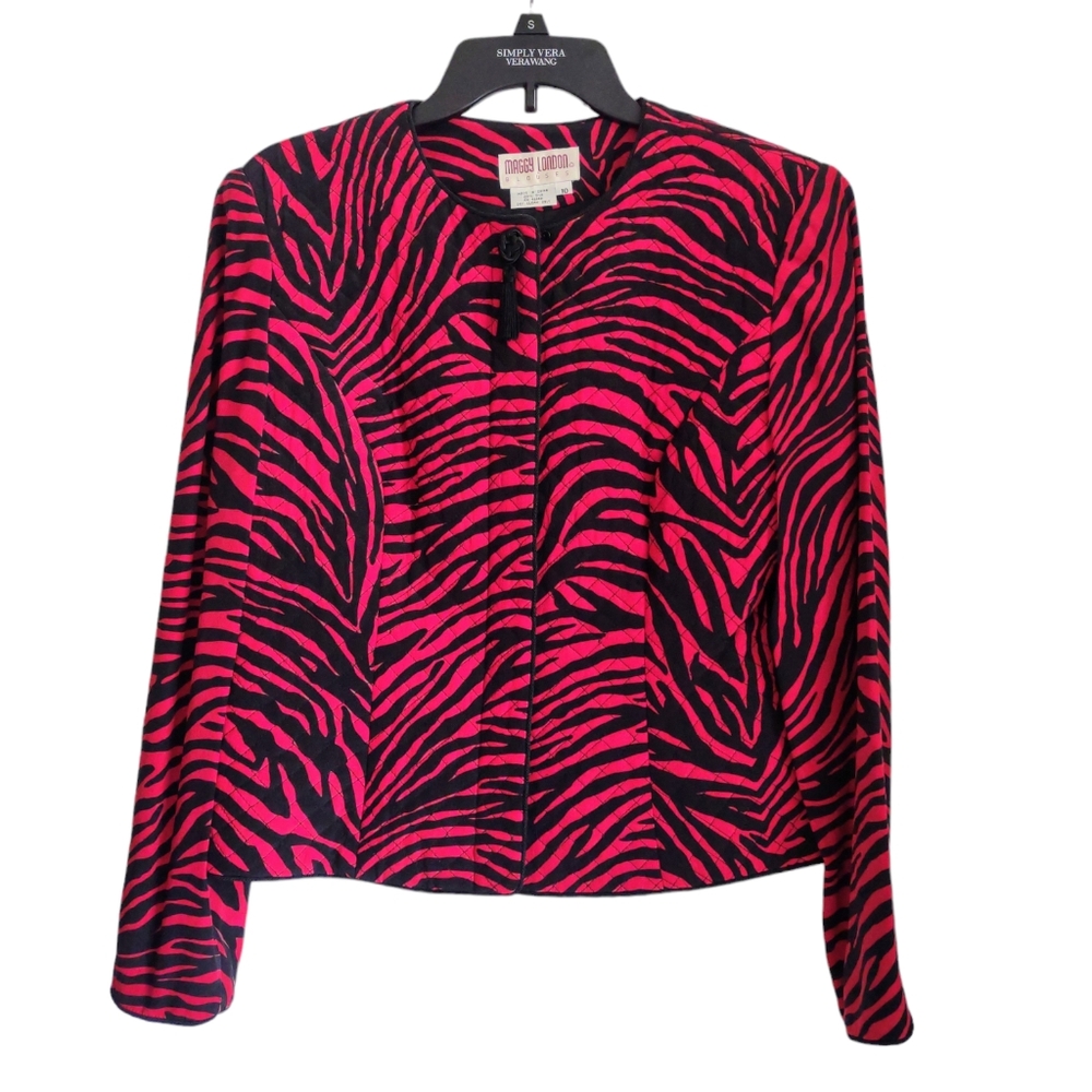 Maggy London Pink and Black Zebra Print Blouse